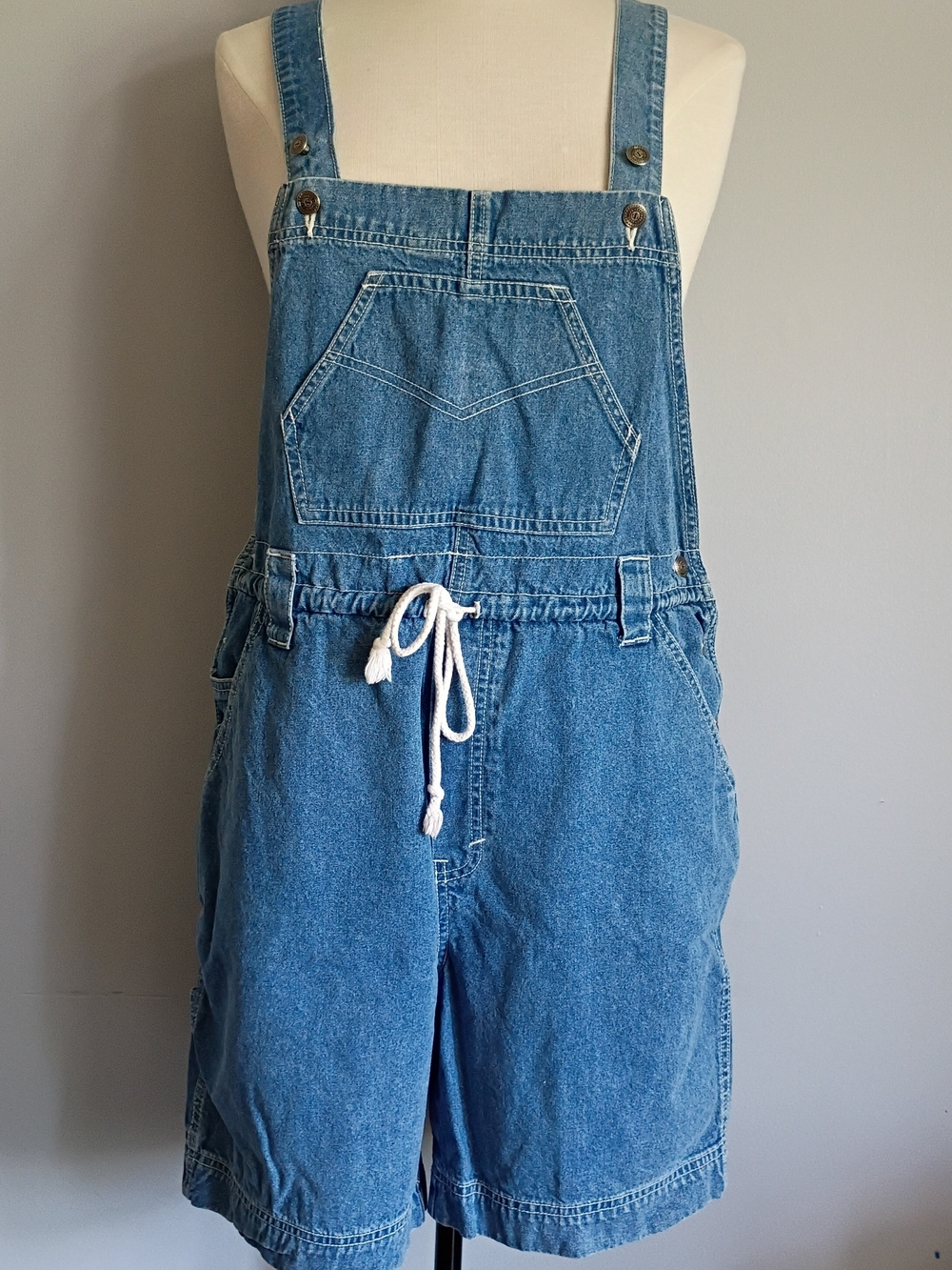 Vintage 90s Sostanza Denim Short Overalls M